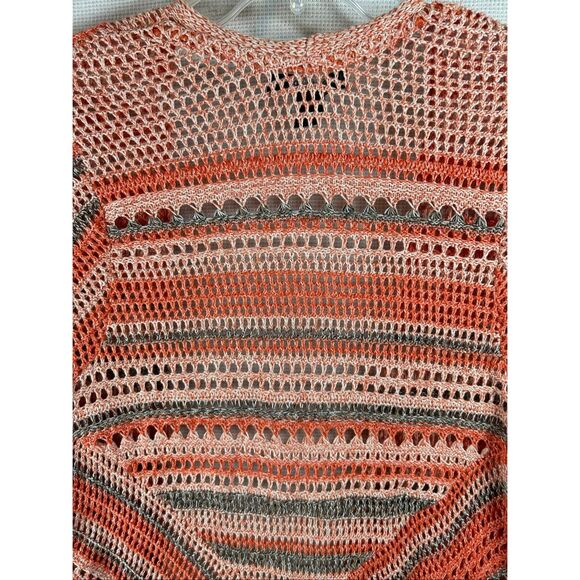 Style & Co Coral Striped Open Knit Cardigan Women’s 0X Cotton Blend Boho Sweater - Picture 9 of 11